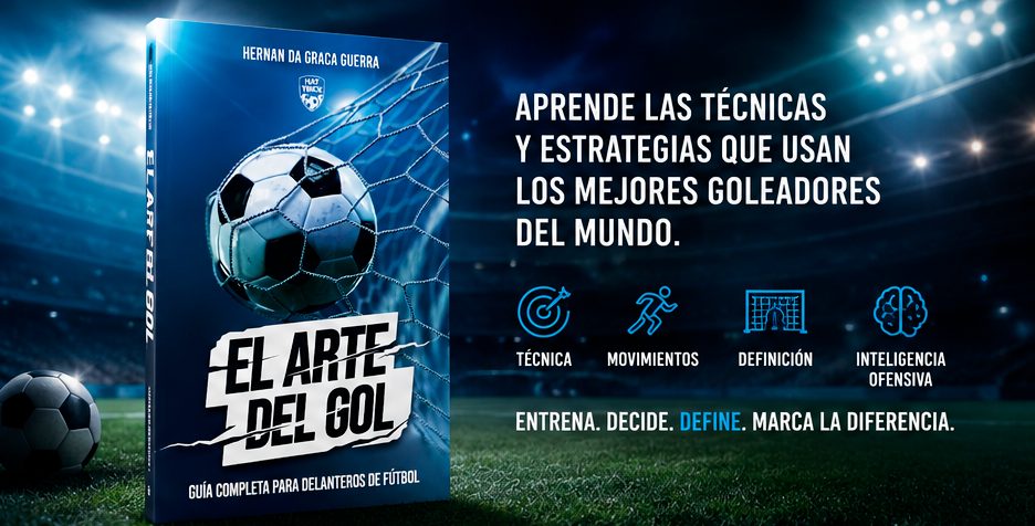 Tapa del libro El Arte del Gol, guía completa para delanteros de fútbol, de Hernán Da Graca Guerra. Técnica, movimientos, definición e inteligencia ofensiva.
